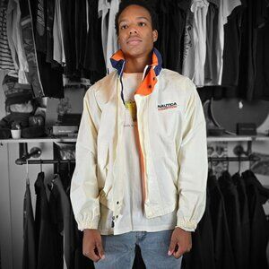 Vintage Nautica Sailing Jacket White/Orange Men's XL